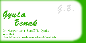 gyula benak business card